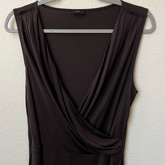 JOSEPH | Monaco 100% Silk Cross Front Jersey Dress in Rich Chocolate | Size L/40 - Picture 3 of 11